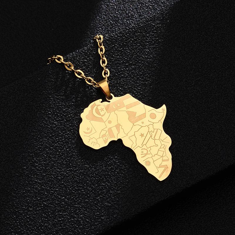 Gold Africa Map Necklace