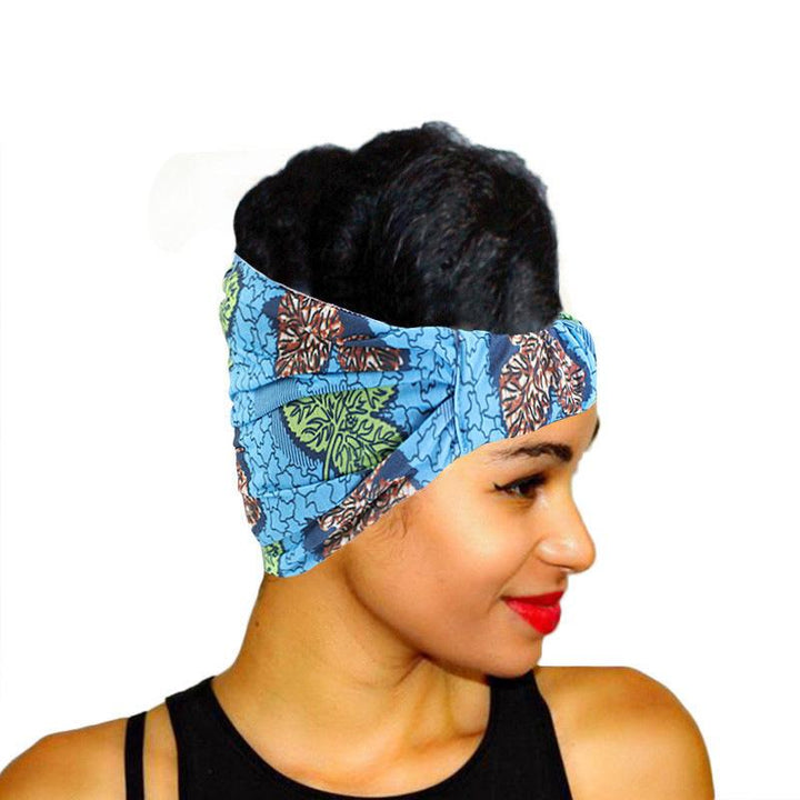 African printed wide edge head with bundle hair band ladies sports headscarf